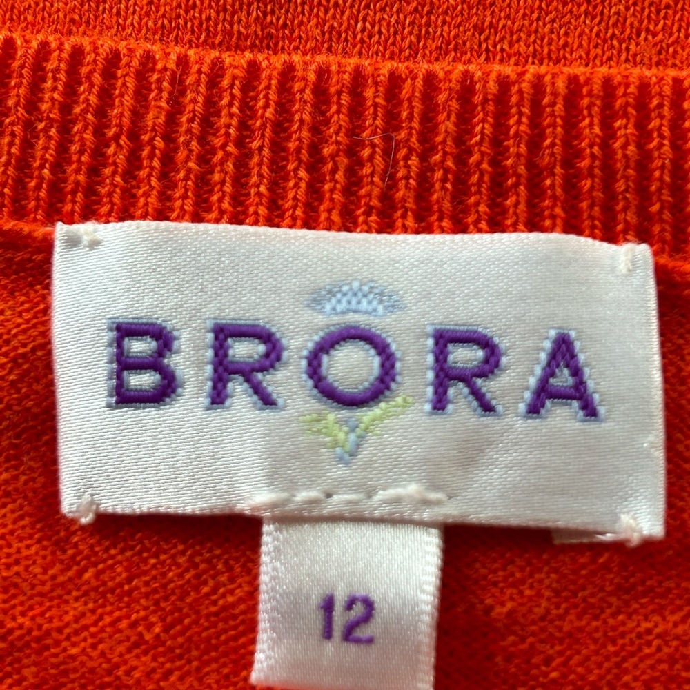 Brora Scottish 100% cotton orange top SZ 12 - Picture 5 of 9